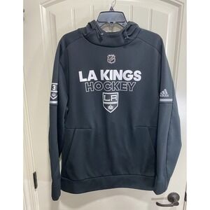 Los Angeles Kings Men's L Adidas Climawarm Sweatshirt Hoodie Black Pocket Used
